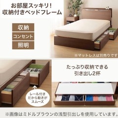 ニトリ　セミダブル収納付きベッドフレーム　ホワイトの画像