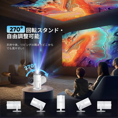 🟢📽【新品未使用】WISHOLY 小型プロジェクター AndroidTV 電動フォーカス 1080P 4K対応 25000lm WiFi6 Bluetooth プロジェクター ぷろじぇくたー 天井投影 ホームシアター 小型プロジェクター 家庭用 ミニプロジェクターの画像