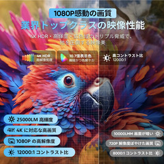 🟢📽【新品未使用】WISHOLY 小型プロジェクター AndroidTV 電動フォーカス 1080P 4K対応 25000lm WiFi6 Bluetooth プロジェクター ぷろじぇくたー 天井投影 ホームシアター 小型プロジェクター 家庭用 ミニプロジェクターの画像