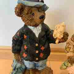 アンティーク テディベア 木彫り ペアの画像