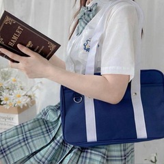 新品！スクールバッグ ネイビー  通学 学生 ショルダー ナイロン の画像