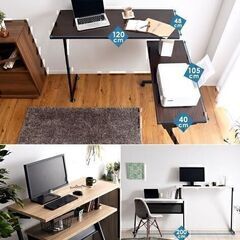 10-1　処分特価　未使用/新品　　スタンディングデスク 【 回転式 3way！ 】 木製 パソコンデスク シンプル L字型 コンパクト　ナチュラルカラーの画像