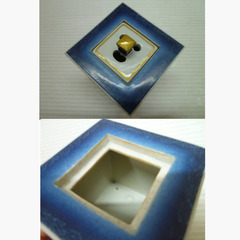 ★▲九谷焼 吉田荘八 色繪秋野抄図 色絵 香炉 香爐 角香炉 茶道具 華道具 共箱 mの画像