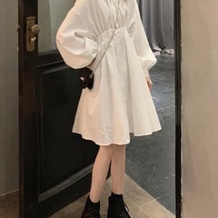 GRL シャーリングシャツワンピース［k8840w］S サイズ ホワイトの画像