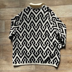 GEOMETRIC JACQUARD KNIT CARDIGAN カーディガンMの画像
