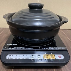 確定済み　アイリスオーヤマ IHコンロ IHクッキングヒーター 1400W IHK-T33-B&IH対応黒土鍋の画像