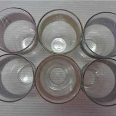 ★HOYA　ホヤ　プリント タンブラー　6客セット　すだれ柄　ガラス　コップ　グラス　昭和レトロ　元箱★mの画像