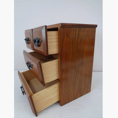 ★▲木製　ミニチェスト　3段　小物入れ　小引き出し　小箪笥　飾り棚　収納棚　高さ23.7cm　昭和レトロ★iの画像