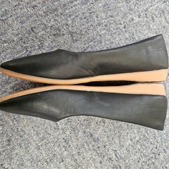 レディース フラットシューズ 黒 ポインテッドトゥ ぺたんこ 歩きやすい ノーブランド 41の画像