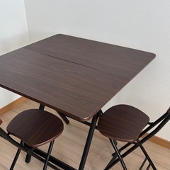 折りたたみテーブル×チェア2脚セットの画像