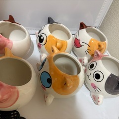 猫型植木鉢6個セットの画像