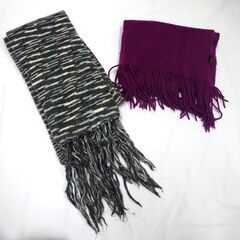 ( E-95 )マフラー ３つまとめて ベージュ マーブル パープル 紫 ストール まとめ売り セット 中古の画像