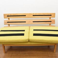 ✨ナガノインテリア✨2人掛けソファ/2Pソファ✨オーク材/ファブリック✨ナチュラルスタイル✨X014✨の画像