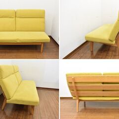 ✨ナガノインテリア✨2人掛けソファ/2Pソファ✨オーク材/ファブリック✨ナチュラルスタイル✨X014✨の画像