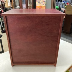 I 2512-281 昭和レトロ　アンティーク木製3段小物入れ　キズ汚れ有りの画像