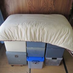 未使用　遠赤外線 綿入り　敷きパッド（茶白チェック模様柄）１００×２０５ｃｍ　タグ付き　撮影のため取り出しました　の画像