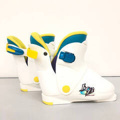 ss8163　ジェニックス スキーブーツ ジュニア 23cm 白×青 1バックル リアエントリー GENIX JX10 ホワイト スキー ブーツ くつ 子供用 スキー靴 中古の画像