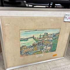 【リサイクルショップどりーむ荒田店】No.4252 絵画 S49（1974年）四蔵典夫氏作品。題名 熊毛支庁室から見た西之表港の画像