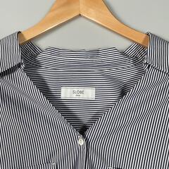 IENA SLOBE イエナ スローブ ストライプ 長袖シャツ コットン ブルー レディース【古着】【中古】の画像