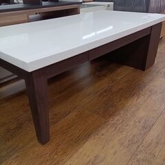 ★リユースのサカイ水戸店★  ローテーブル ホワイト×ブラウン H39.5×D60×W120 クリーニング済み MT6638の画像
