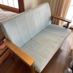 ニトリ　2人掛けソファ　ブランケットカバー付きの画像
