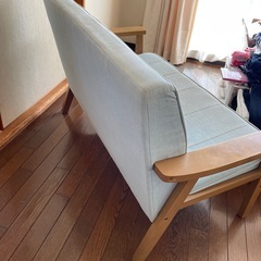 ニトリ　2人掛けソファ　ブランケットカバー付きの画像