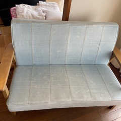 ニトリ　2人掛けソファ　ブランケットカバー付きの画像