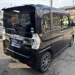 【総額コミコミ】広島発プライムゲート27年タントカスタム　トップエディションSAⅡ　☆即日納車OK☆　車検令和8年11月18日　ワンオーナー　純正ナビ　バックカメラ　フルセグテレビ　ステアリングリモコン　ETC　スマートアシストⅡ　ETC　左パワースライドドア　LEDヘッドランプ　フォグライト　ハーフレザーシート　純正14インチアルミホイール　スマートキー　タイミングチェーン　修復歴無し　ディーラー系オートオークション仕入　軽自動車　格安の画像