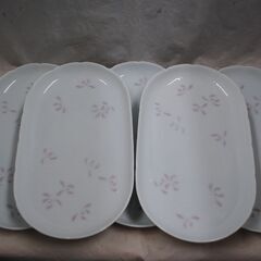 [1791]たち吉　中皿　横長　蘭の花　5枚セット　Adam＆Eveの画像