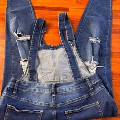 SHEIN 新品 ダメージスキニーデニムオーバーオール ③ の画像