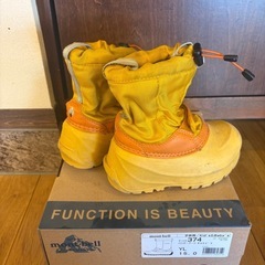 【汚れ等あり15cm】mont-bell キッズスノーブーツ イエロー×オレンジの画像