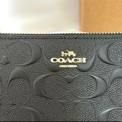 COACH コーチ 長財布 シグネチャー ブラック 型押しロゴ 付属品付の画像