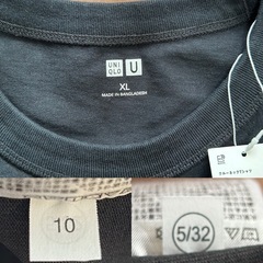 ユニクロUNIQLOクルーネックTシャツ半袖black ブラック　黒色系 ■柄デザイン 無地 ■素材 綿　コットン　100％ の画像