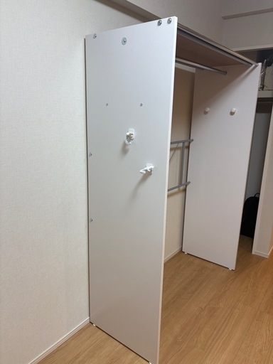 山善　カバー付き 木製ワイドハンガーラック