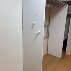 山善　カバー付き 木製ワイドハンガーラックの画像