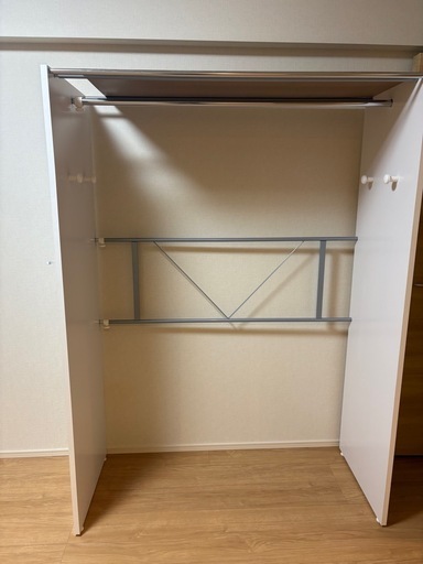 山善　カバー付き 木製ワイドハンガーラック