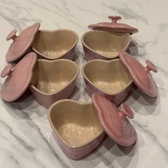 未使用 5個セット Le Creuset (ル・クルーゼ) ハート型 ココット ミニラムカン ダムールの画像
