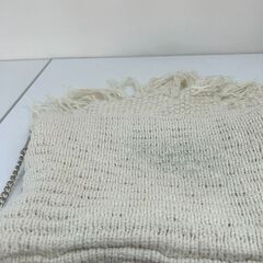 クリーム色 フリンジ付き2way クラッチバッグ チェーンストラップ付  S_348の画像