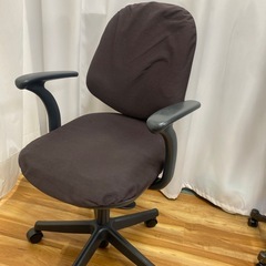 木目キャビネット付デスク+椅子セットの画像