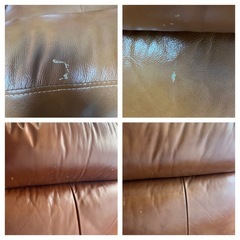 【決まりました】【傷あり】マナベインテリアハーツ 本革レザーソファ 3人掛け「ライアン」ヴィンテージブラウンの画像