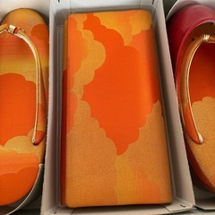 錦履 防寒草履 草履 バッグ 3点 セット　オレンジカラー　①の画像