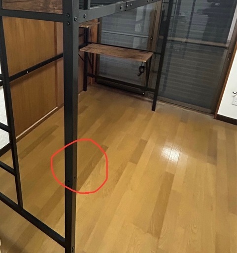 こちらもほぼ未使用　ロフトベッド　ブラックｘ木目調　デスク付き