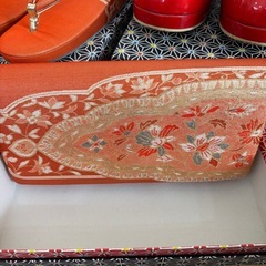 錦履 防寒草履 草履 バッグ 3点セット オレンジカラー②の画像