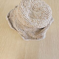 Studio CLIP かぎ編み 帽子 夏用 ハット 麦わら風 綿xヘンプ ポンポン付き ナチュラルの画像