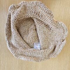 Studio CLIP かぎ編み 帽子 夏用 ハット 麦わら風 綿xヘンプ ポンポン付き ナチュラルの画像