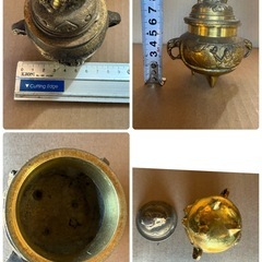 香炉　真鍮製　仏具　お香　獅子　時代物　アンティークの画像