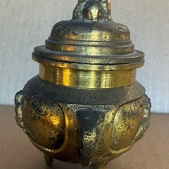 香炉　真鍮製　仏具　お香　獅子　時代物　アンティークの画像