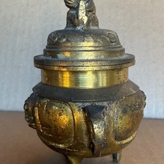 香炉　真鍮製　仏具　お香　獅子　時代物　アンティークの画像