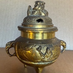香炉　真鍮製　仏具　お香　獅子　時代物　アンティークの画像