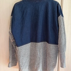 （他サイトで決定）Bou Jeloud デニムドッキング　ネップニット　カーディガン　デニム切替の画像